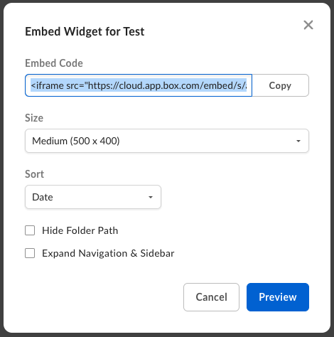 Create a Box Embed Widget