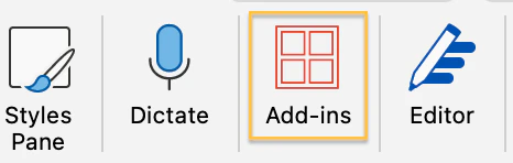Add-Ins icon used to access the list of add-ins.