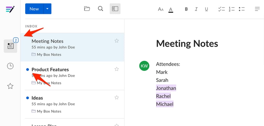 Yes Note Accessing Box Notes Inbox