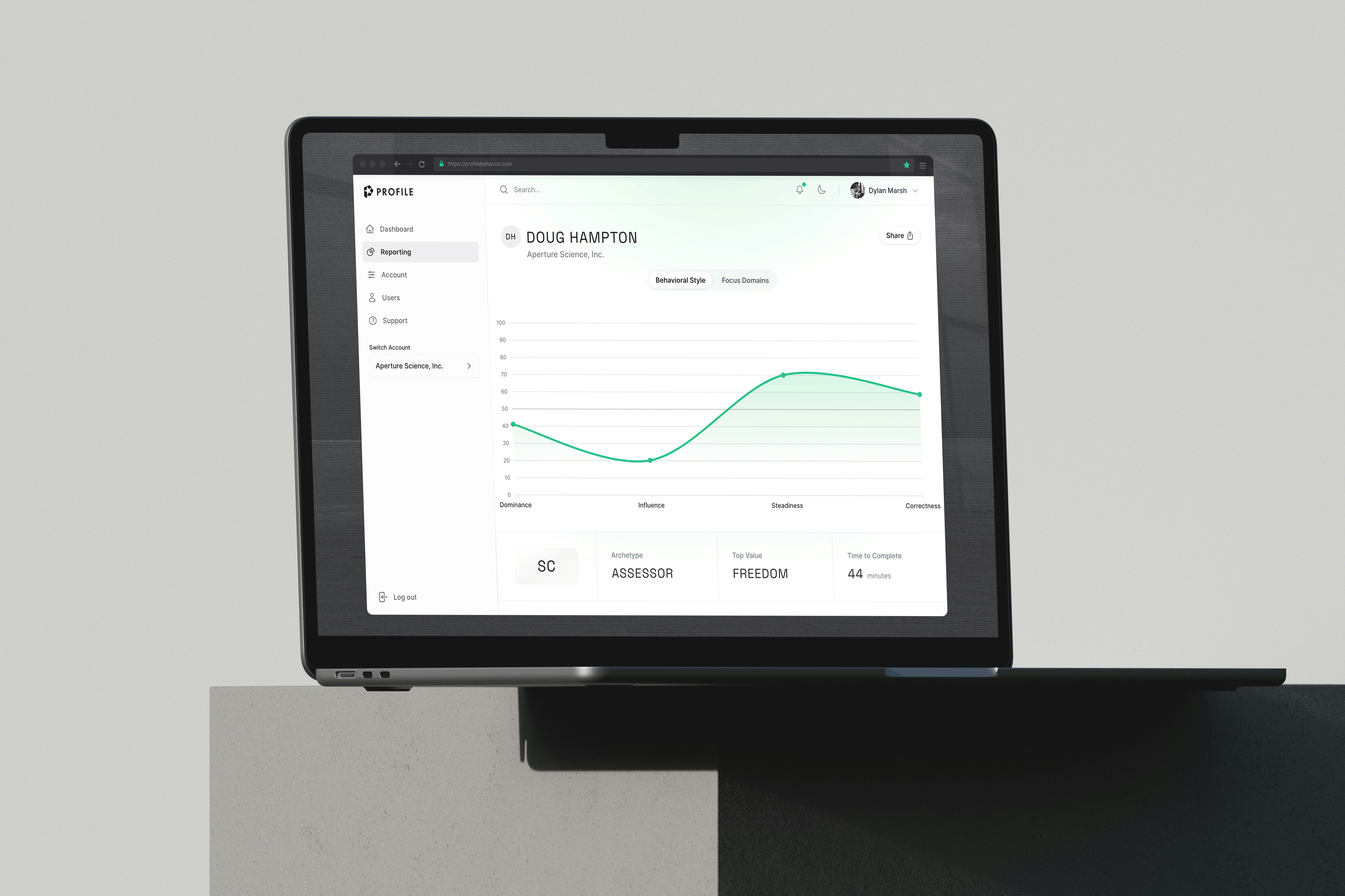 Main dashboard interface