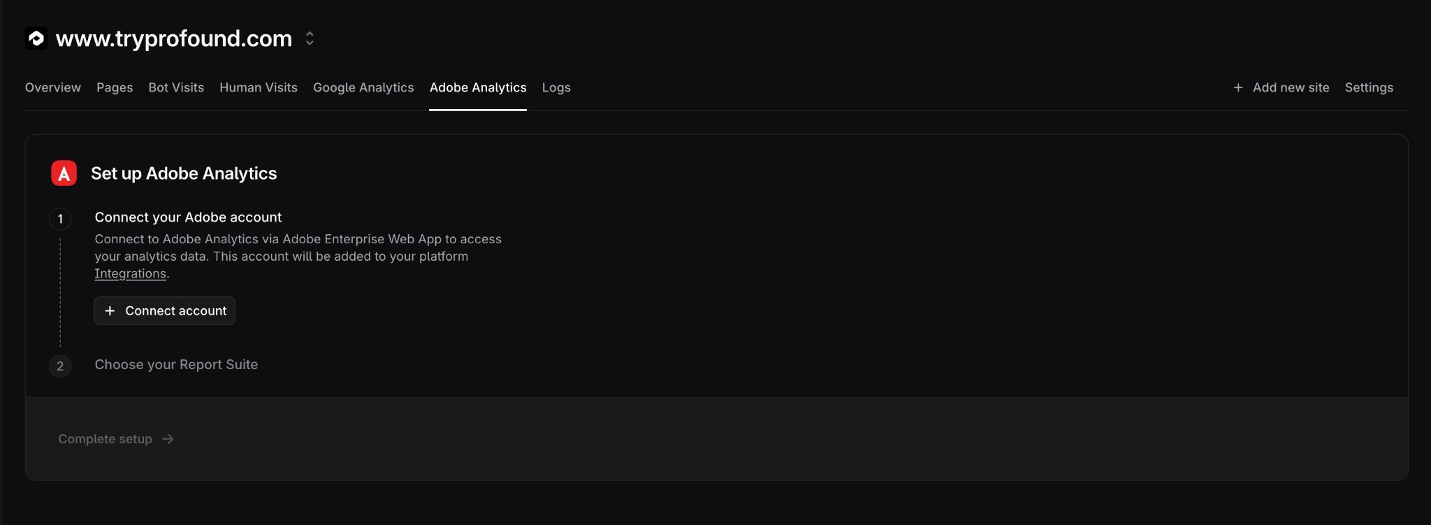 Adobe Analytics Tab