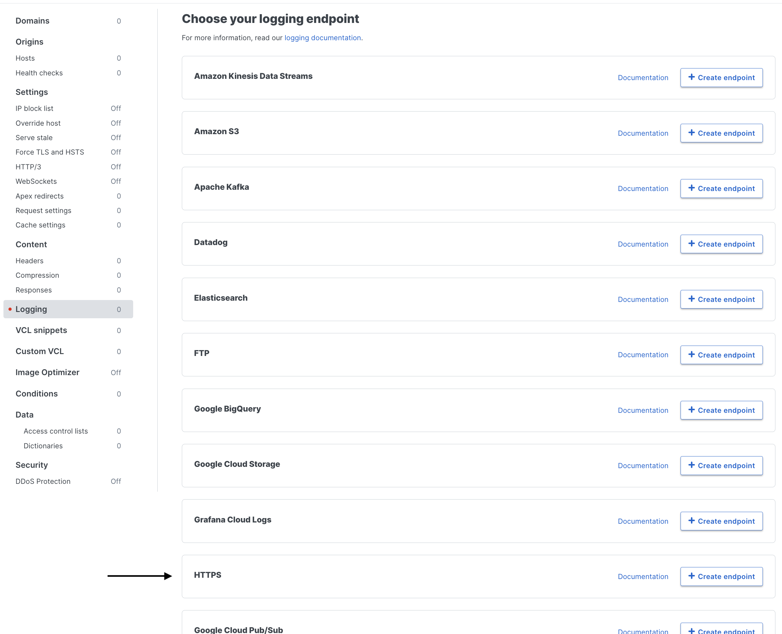 Logging Endpoint