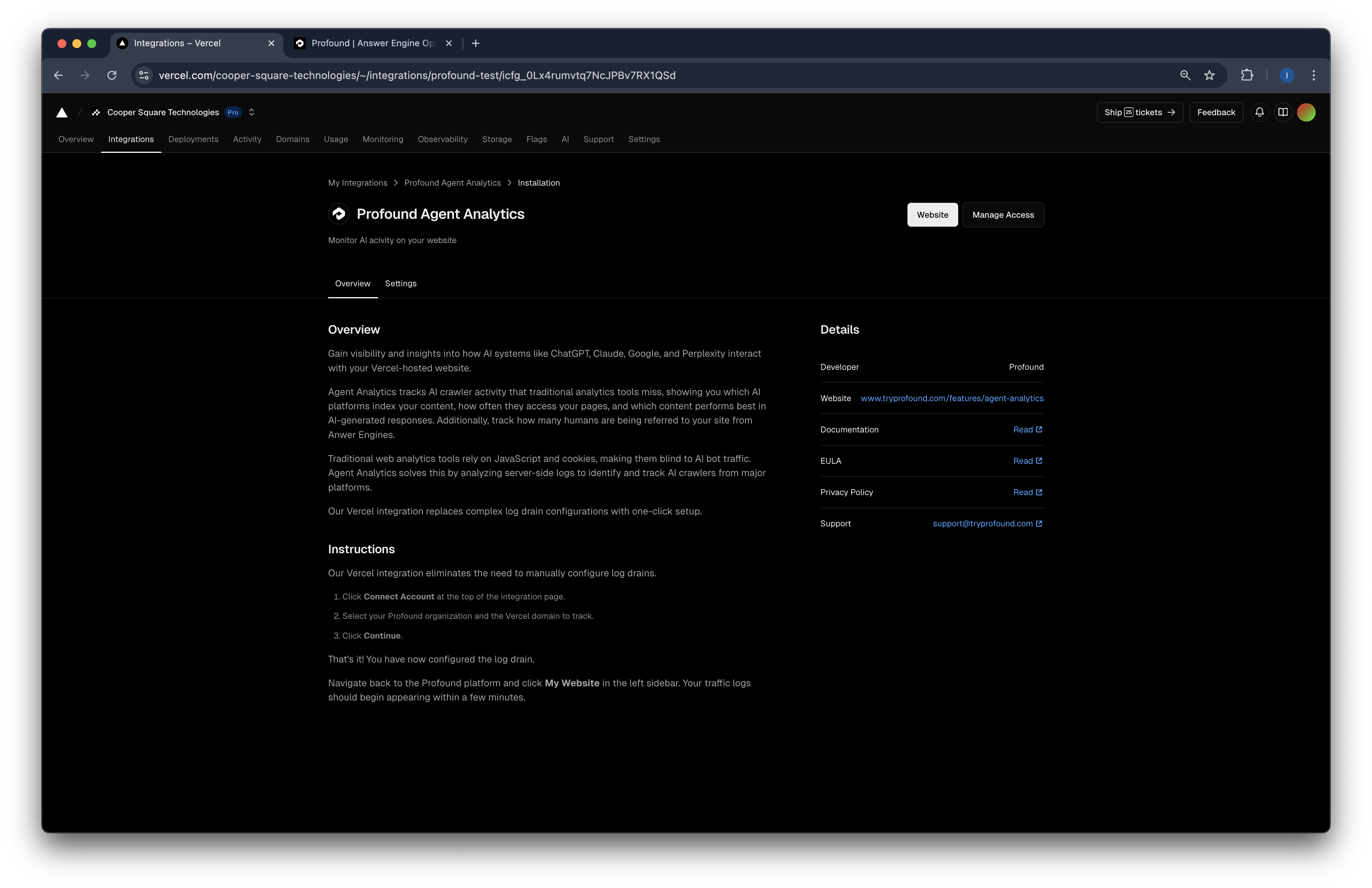 Integration Page