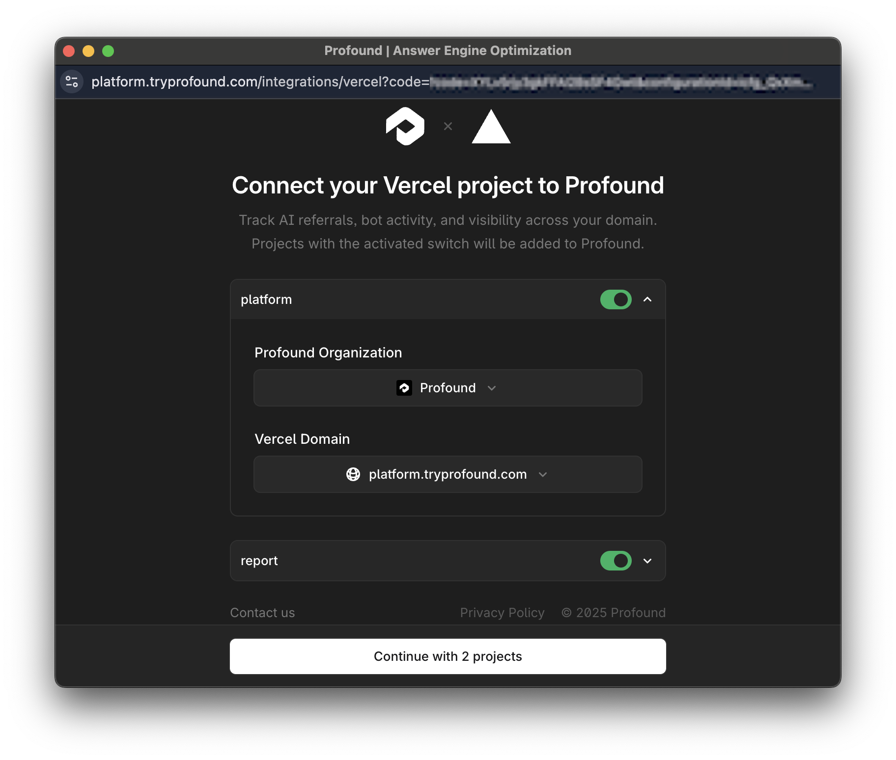 Verify Projects and Domains
