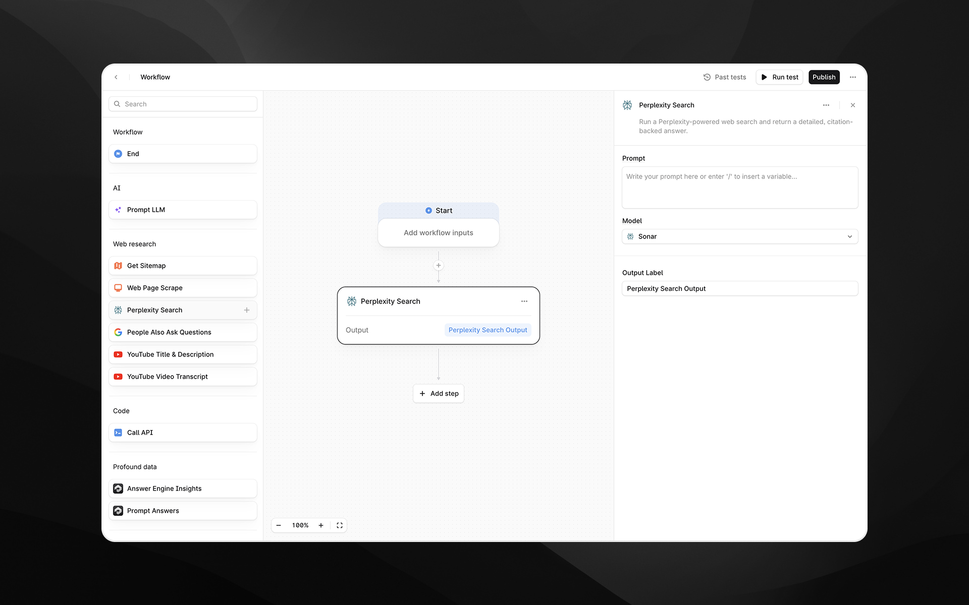 Perplexity Search Node