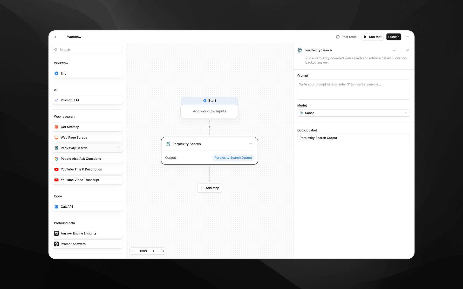 Perplexity Search Node