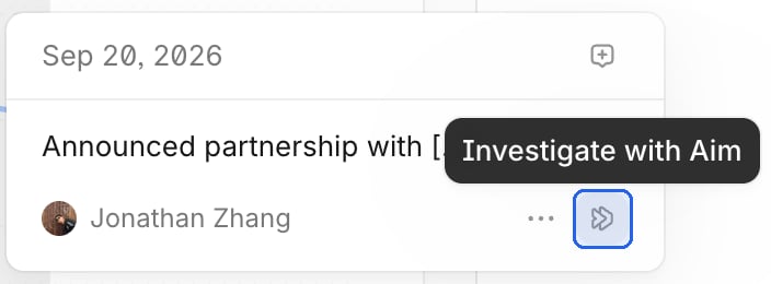 Investigate with Aim option shown next to an annotation.