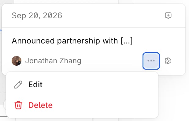 Menu for editing or deleting a user-created annotation.