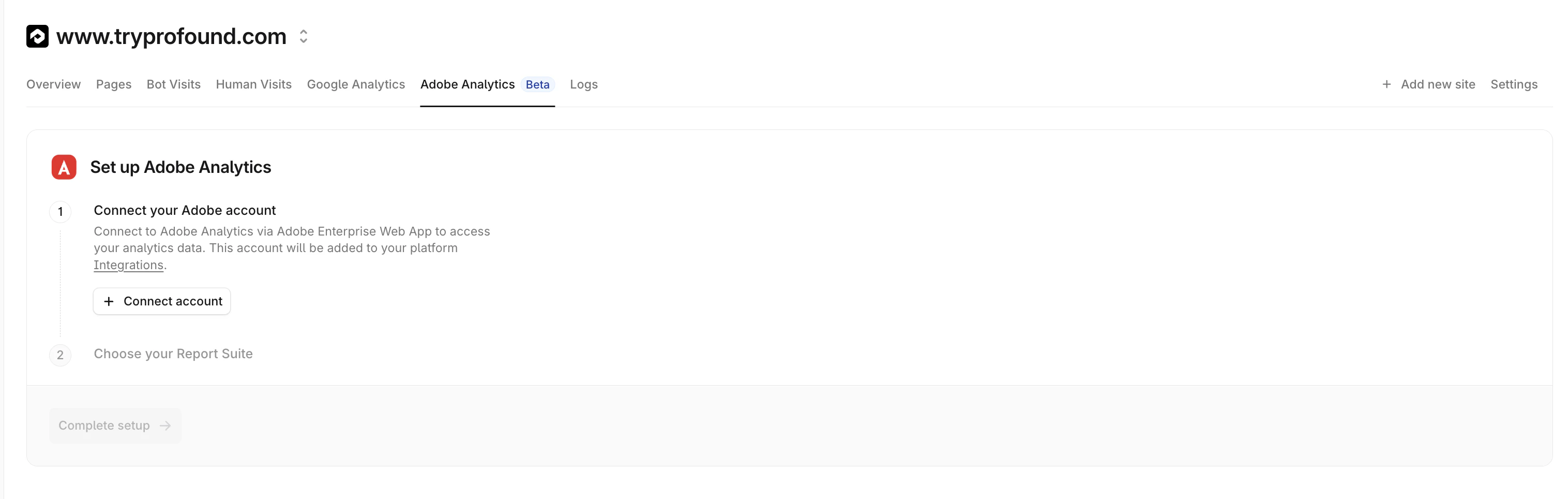 Adobe Analytics Tab