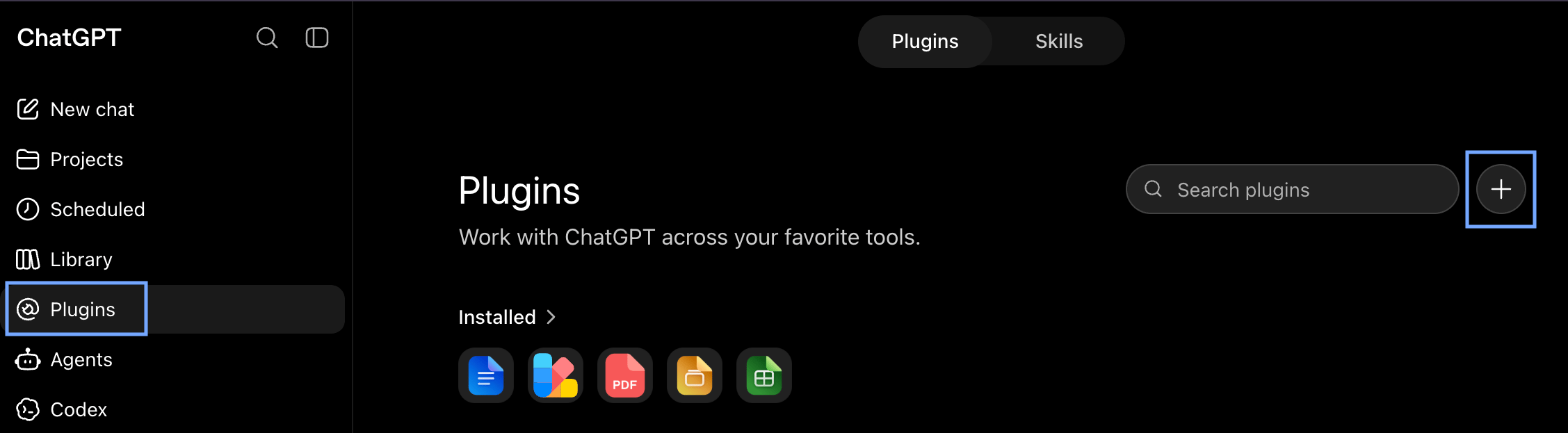 ChatGPT Plugins page screenshot with an add plugin option highlighted