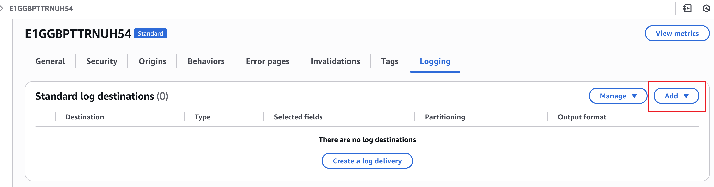 CloudFront Logging Tab