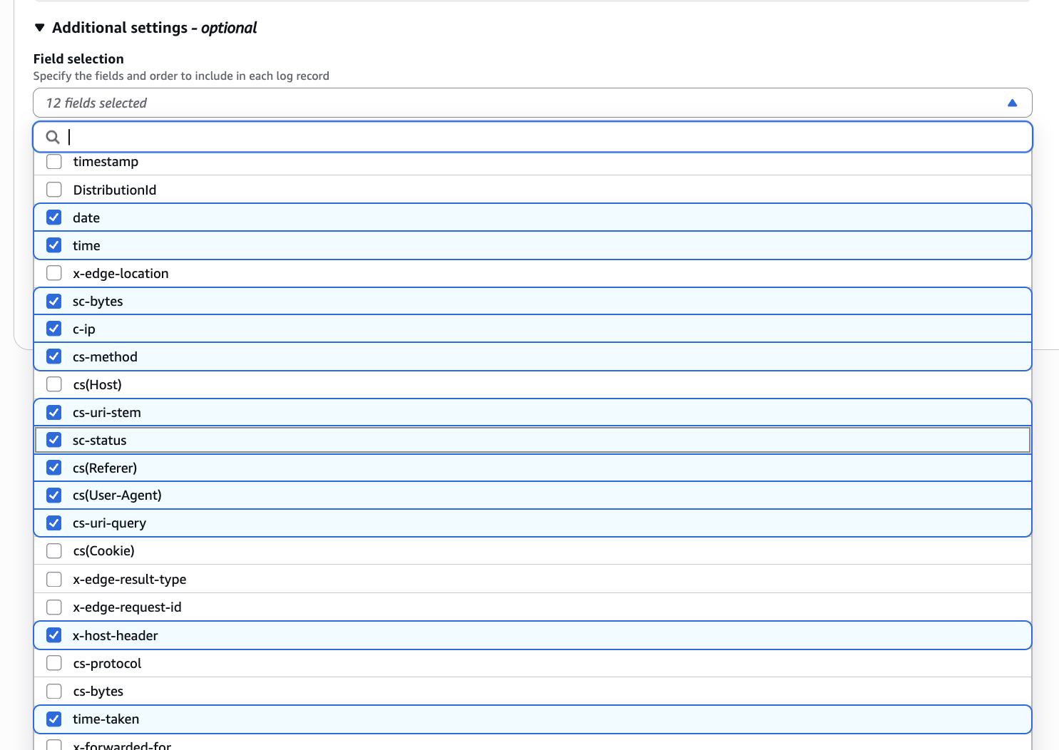 CloudFront Logging Additional Settings