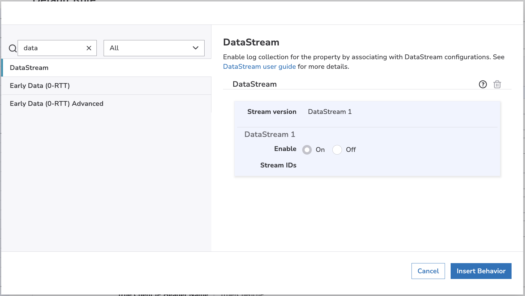 datastream behavior