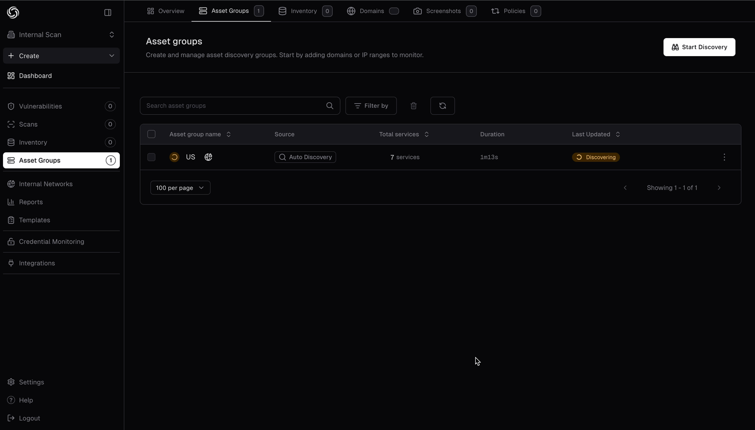 Creating and Running an Internal Scan in PDCP