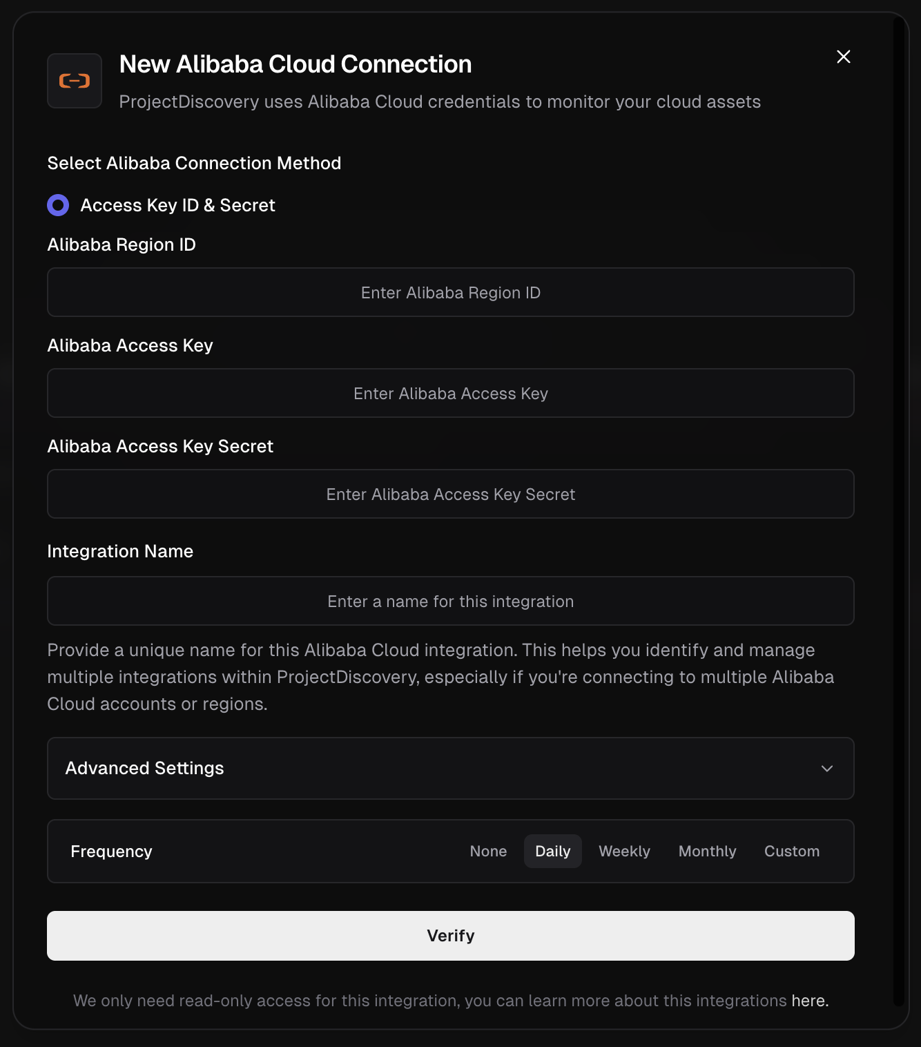 Alibaba Integration Screen