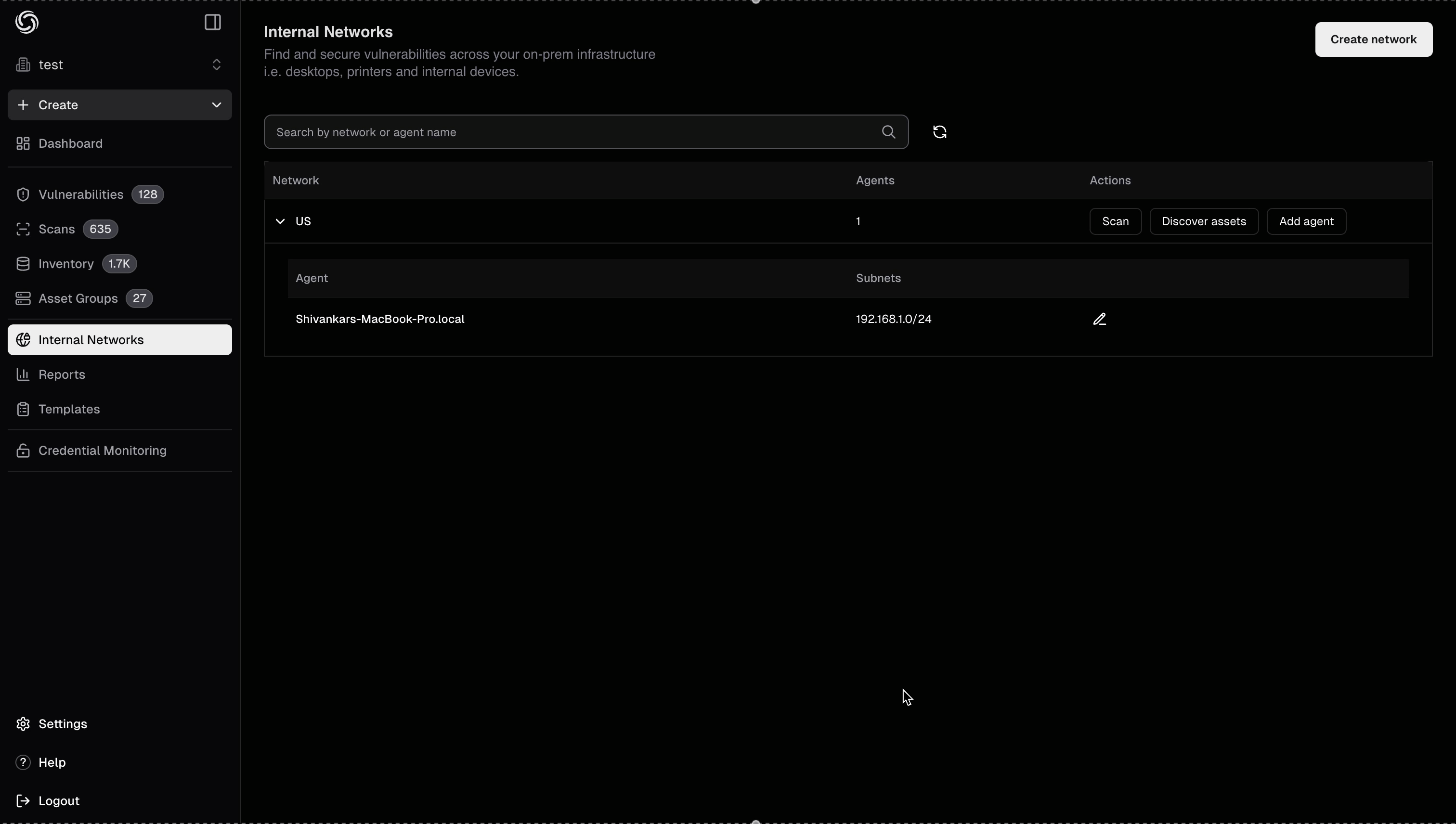 Creating and Running an Internal Scan in PDCP