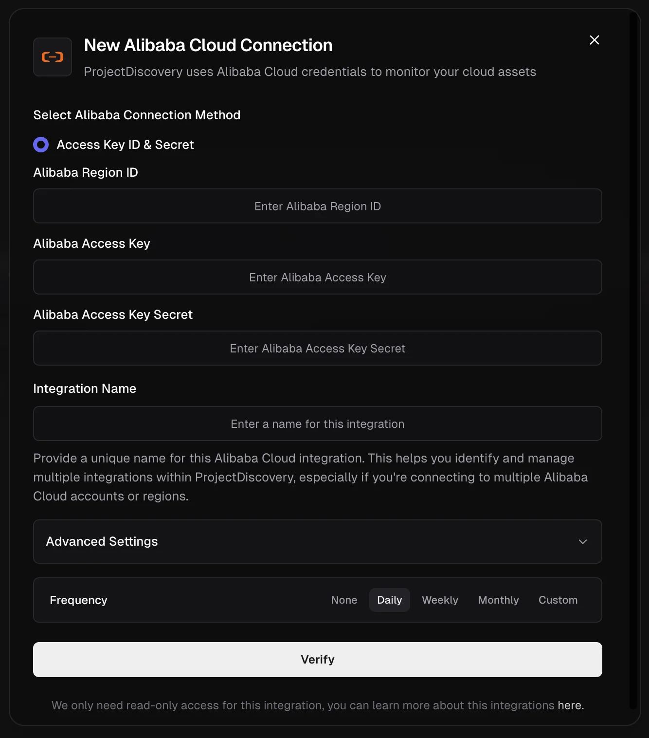 Alibaba Integration Screen Alibaba Integration Screen