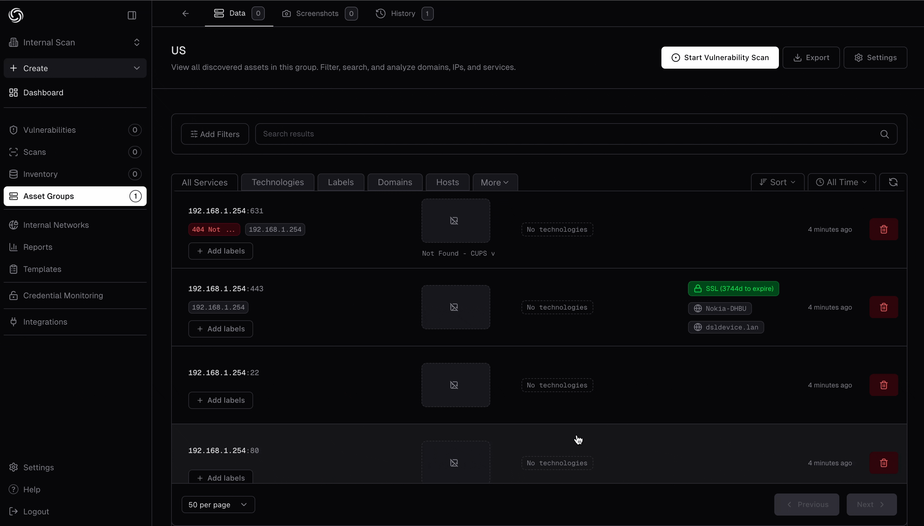 Creating and Running an Internal Scan in PDCP