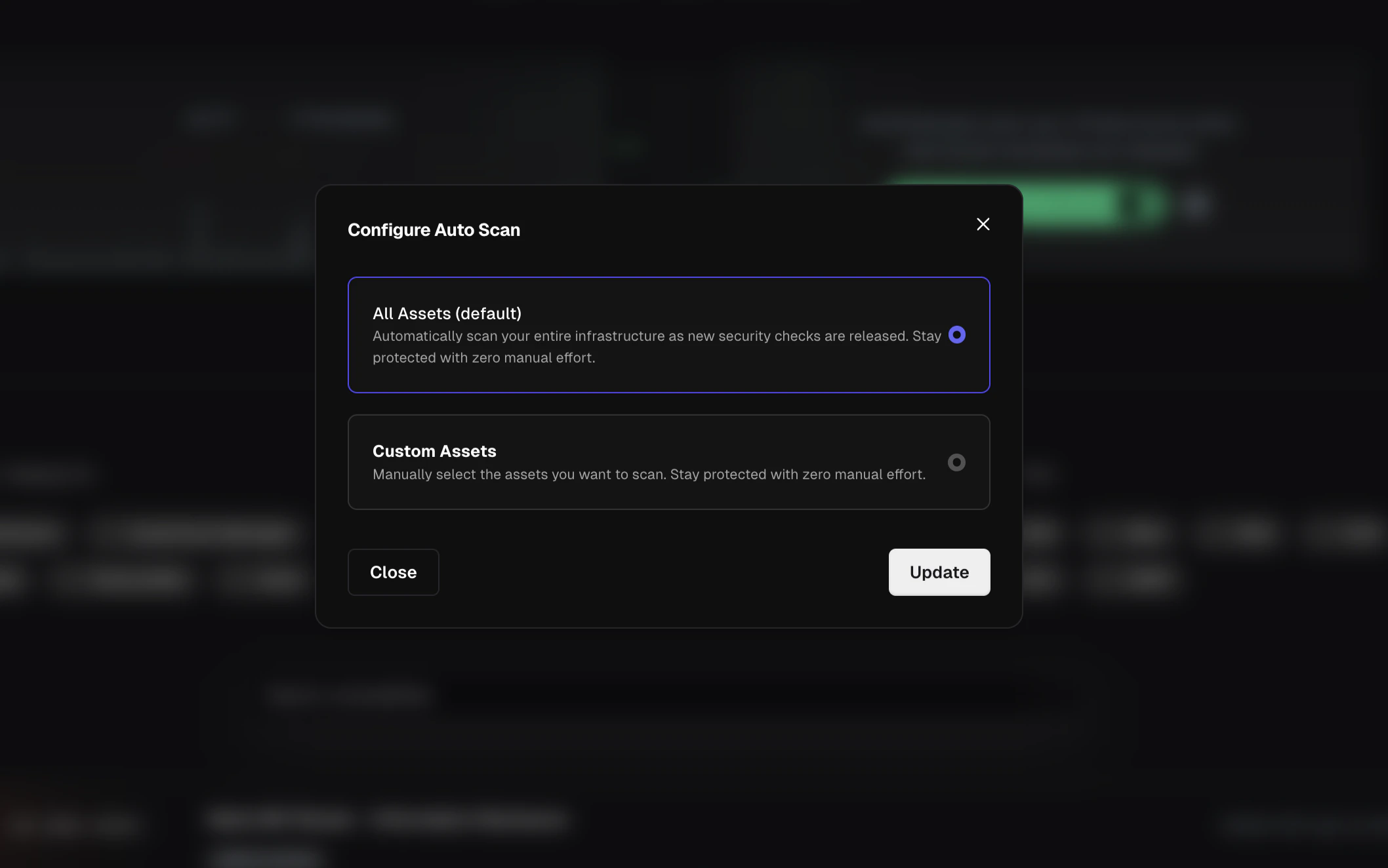 Real-time scanning configuration options