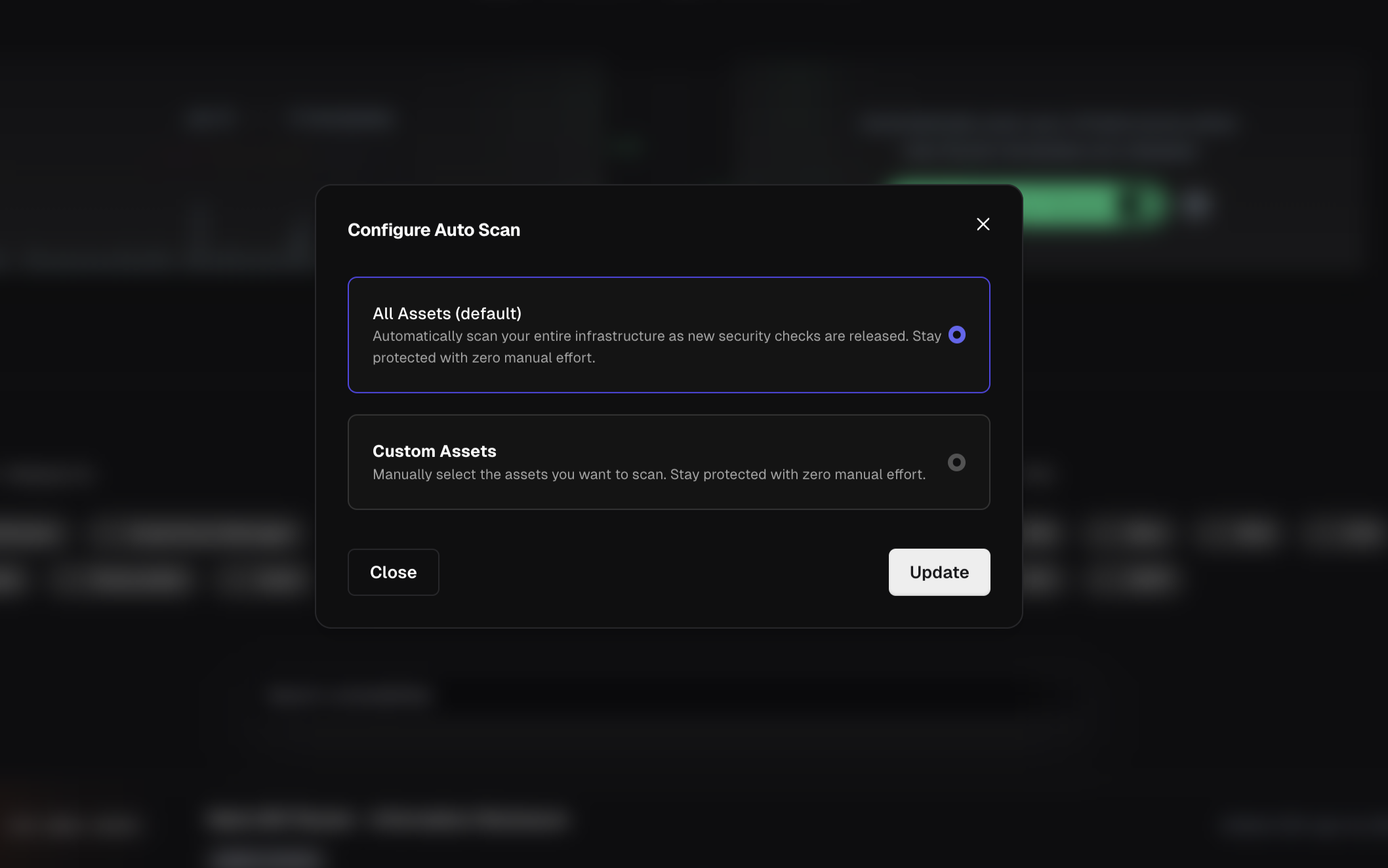 Real-time scanning configuration options