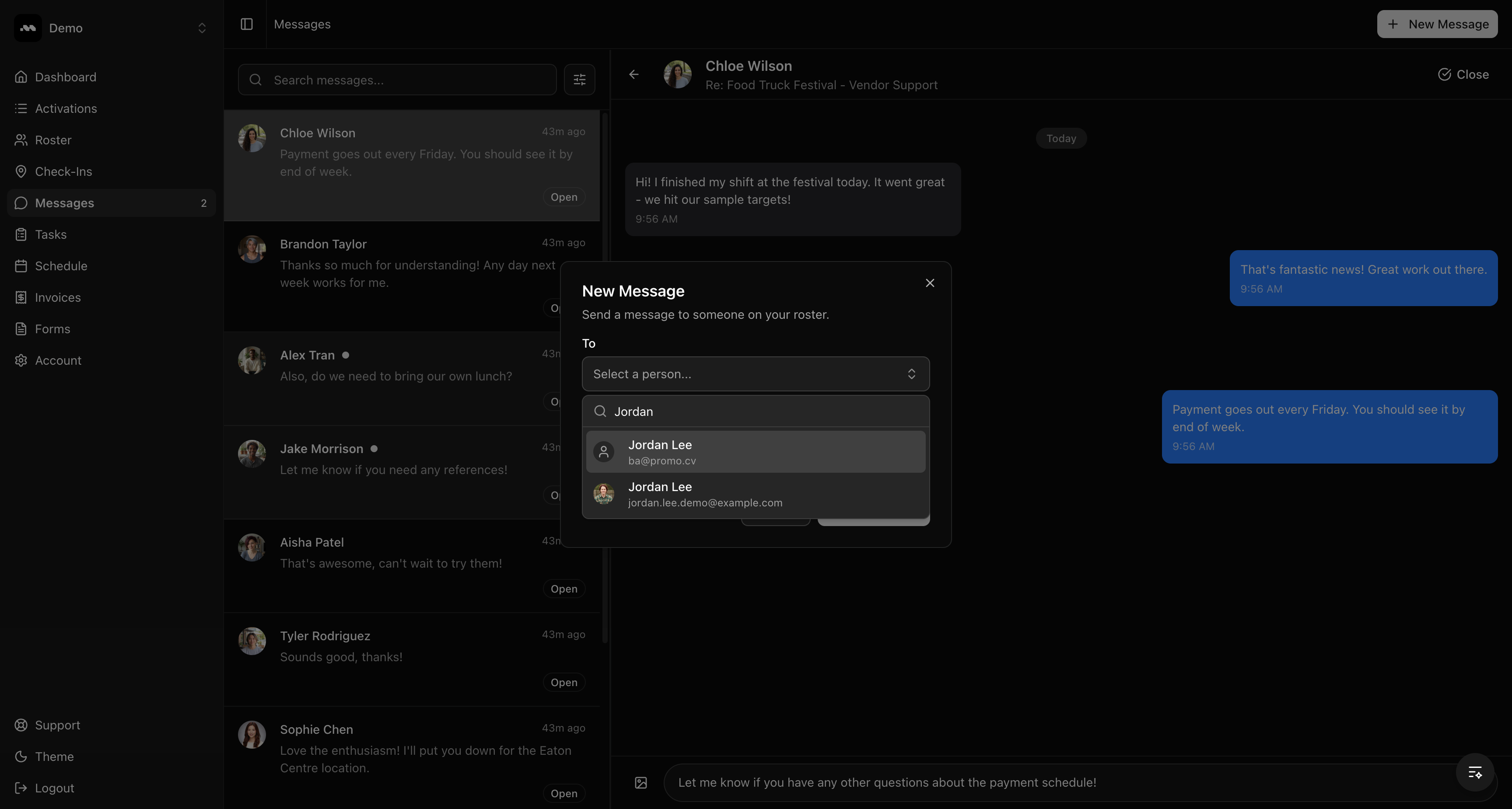 Searching roster members