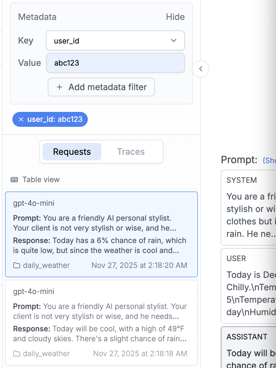 Log with metadata