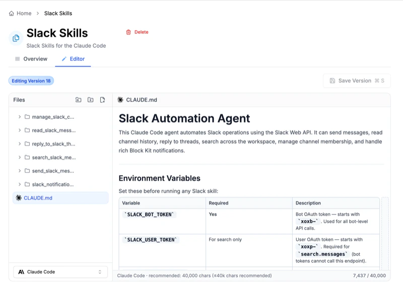 Skill Collection editor