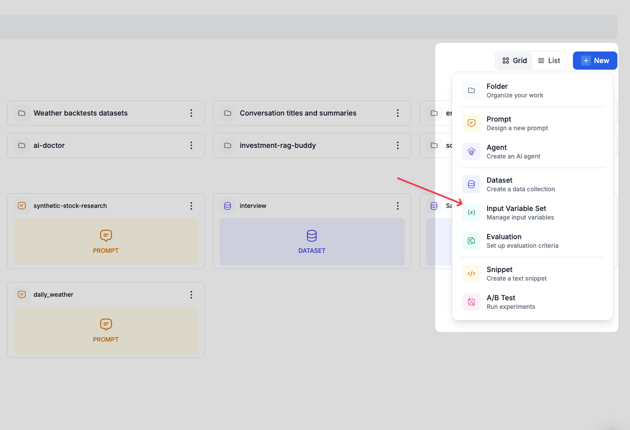 Creating input variable set from registry