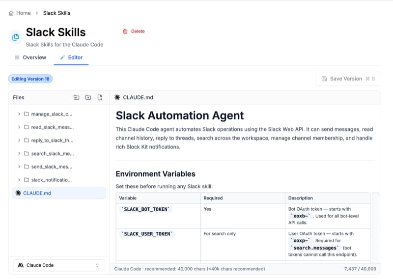 Skill Collection editor