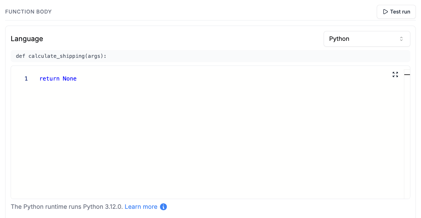 Tool execution editor — Python body