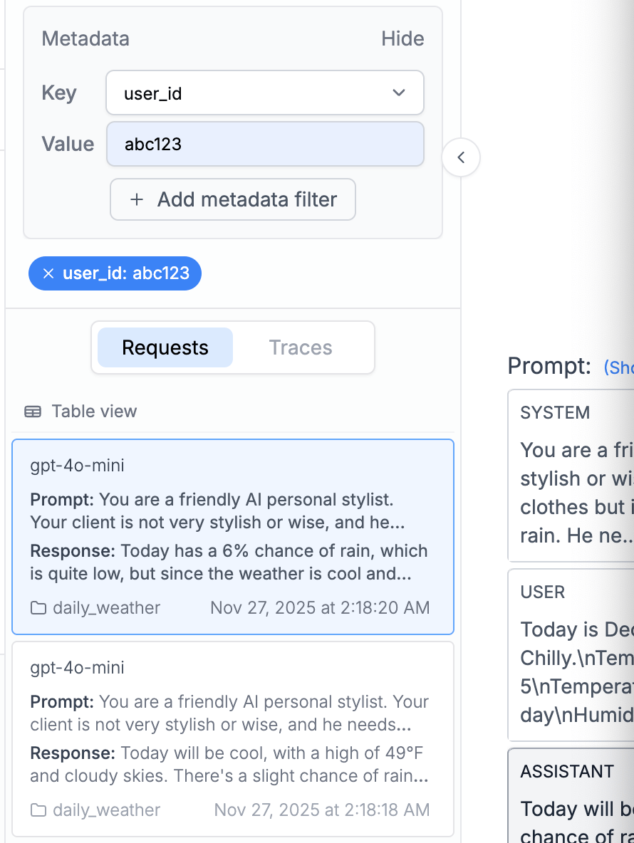 Log with metadata