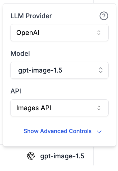 API selector showing Images API option