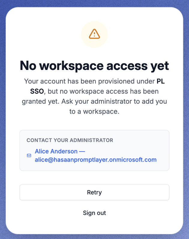 No workspace access page