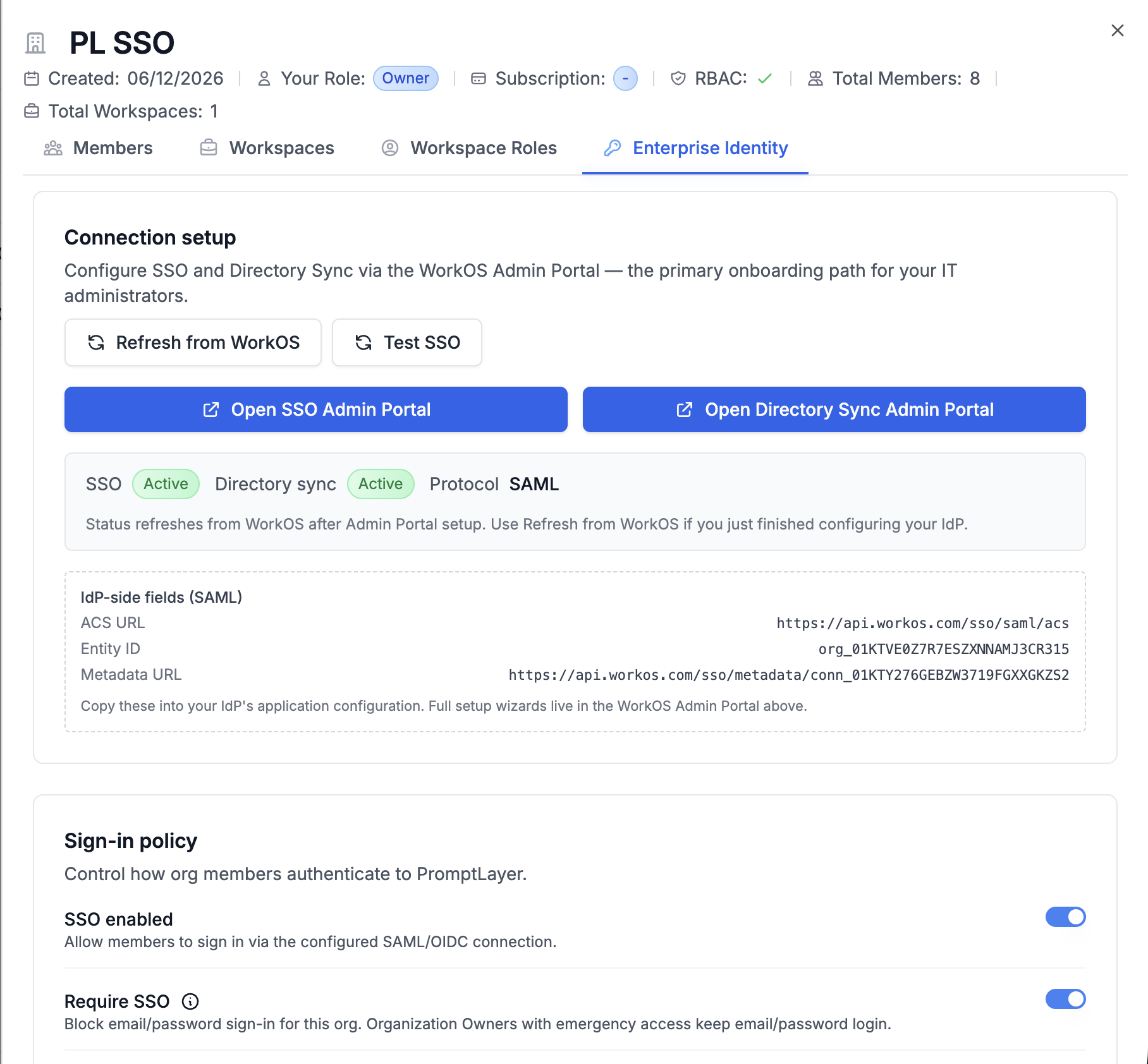 Enterprise Identity settings overview