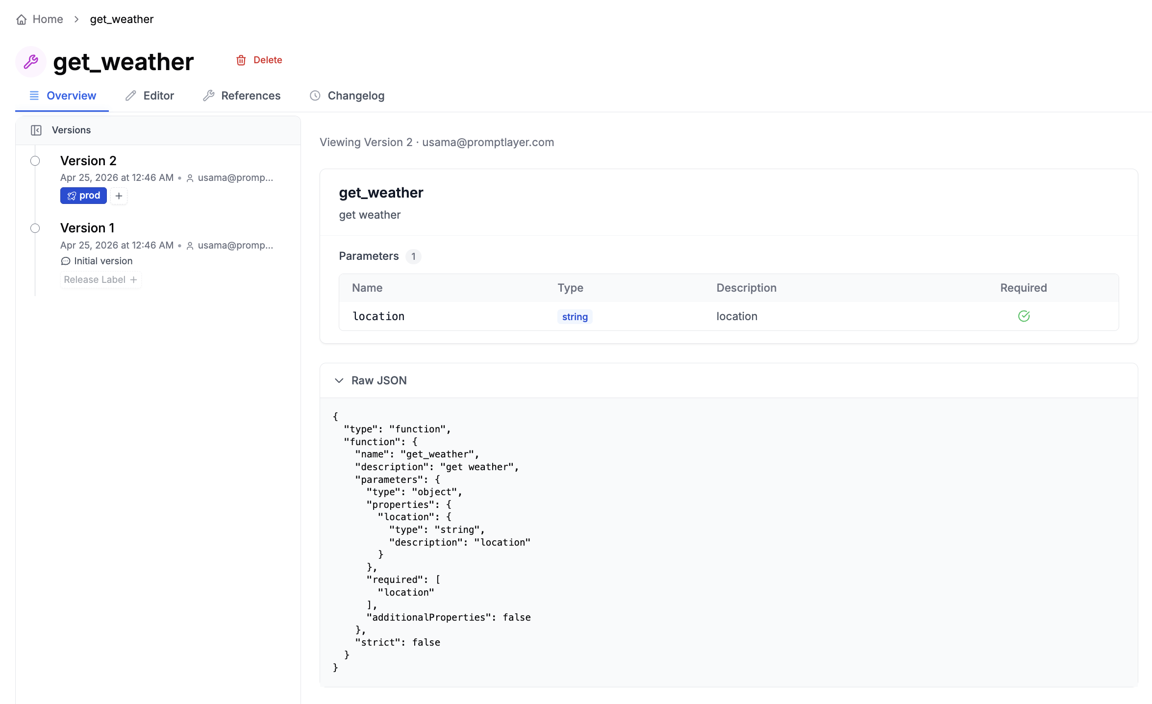 Tool Registry overview page