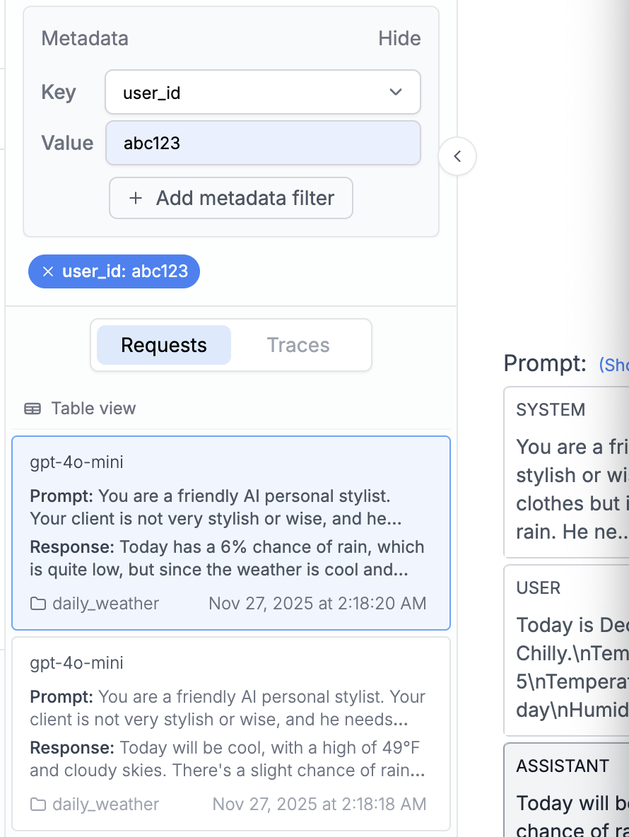 Log with metadata