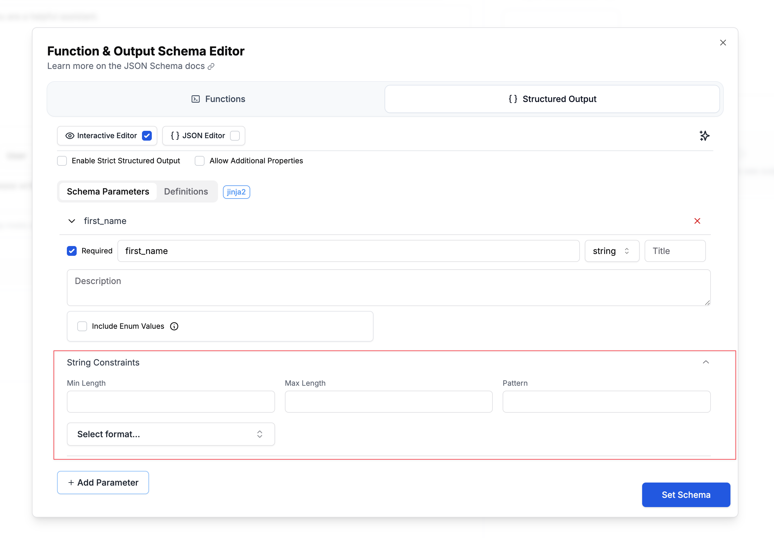 String Constraints Editor