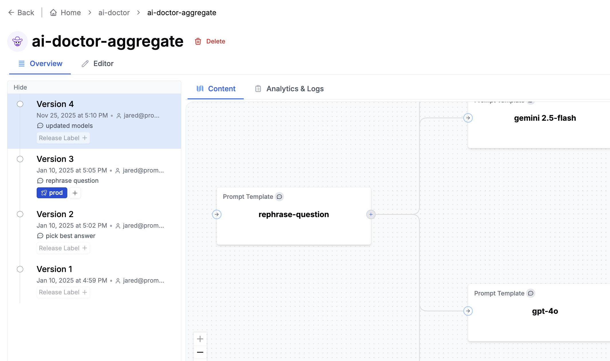 Agent version history