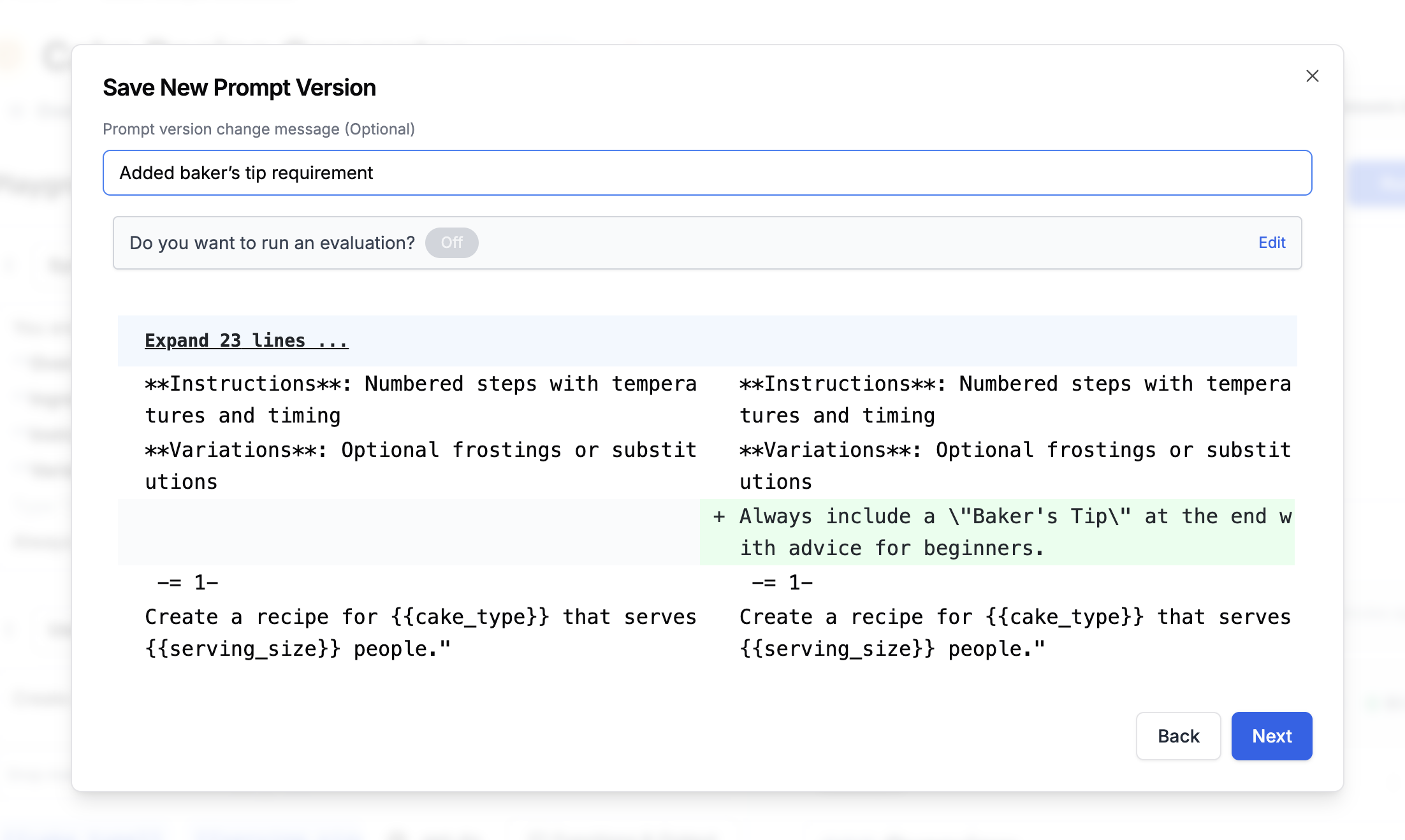 Saving with diff view