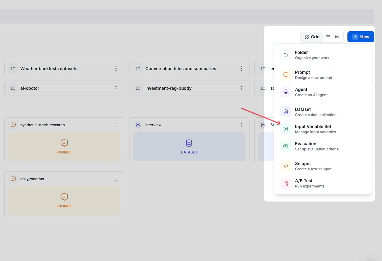 Creating input variable set from registry