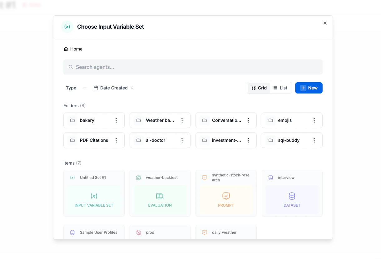 Loading a saved input variable set