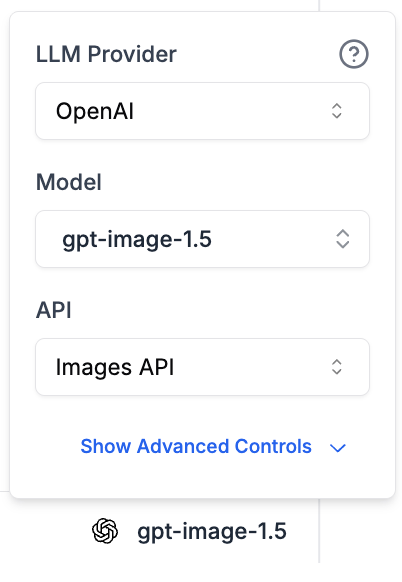 API selector showing Images API option