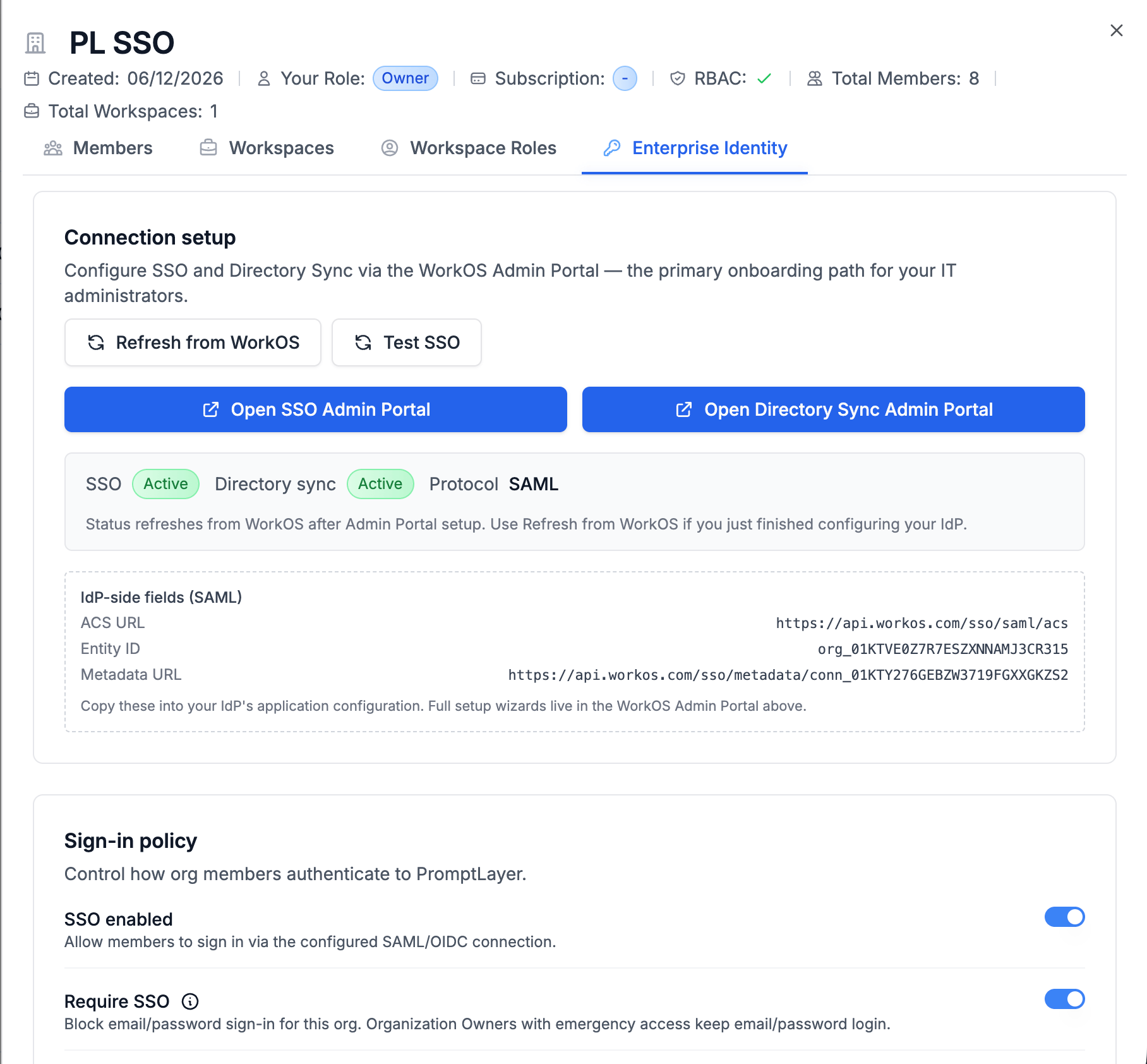 Enterprise Identity settings overview