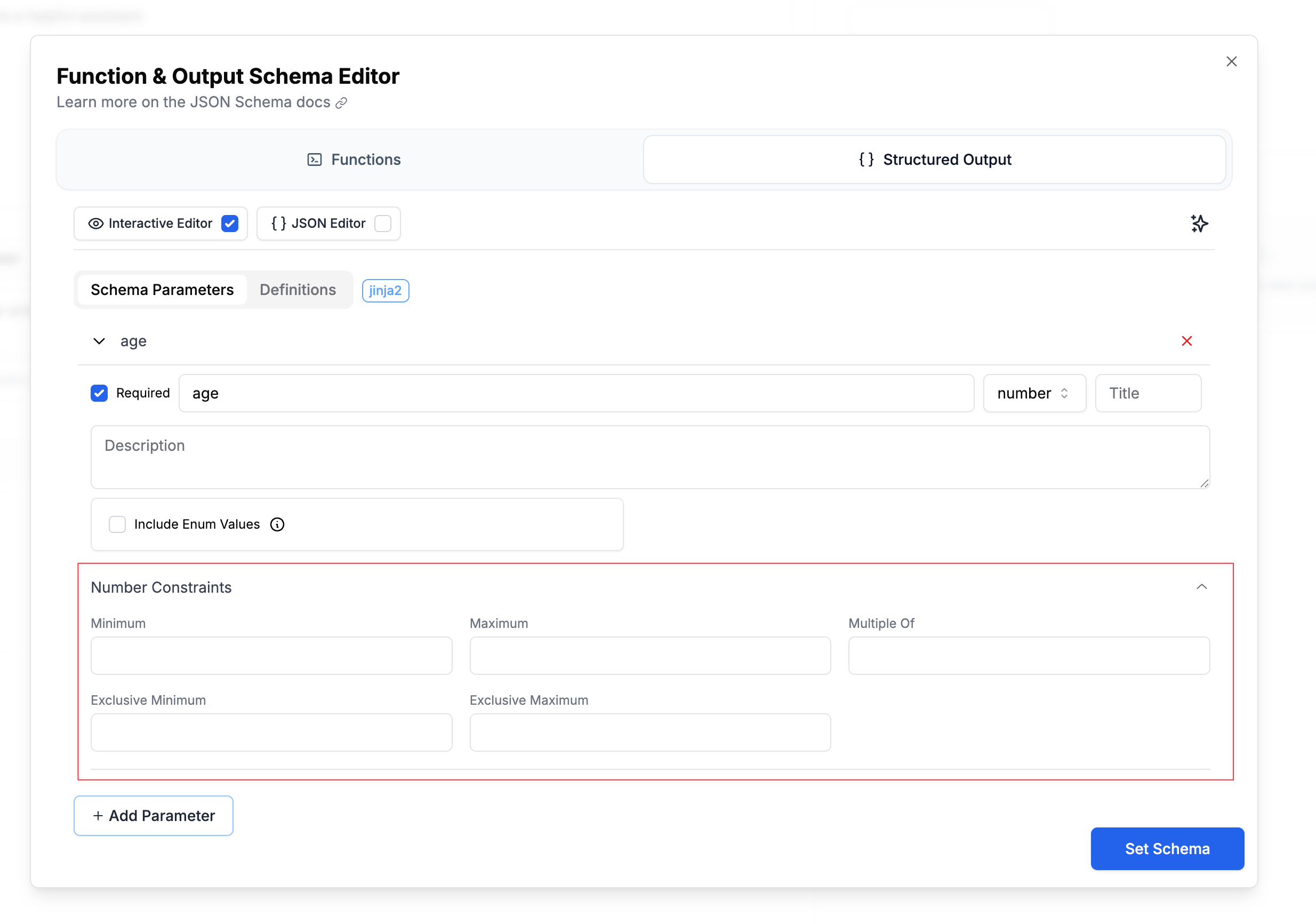 Number Constraints Editor