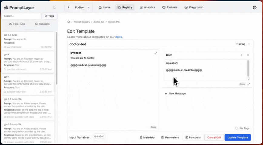 Inserting a snippet