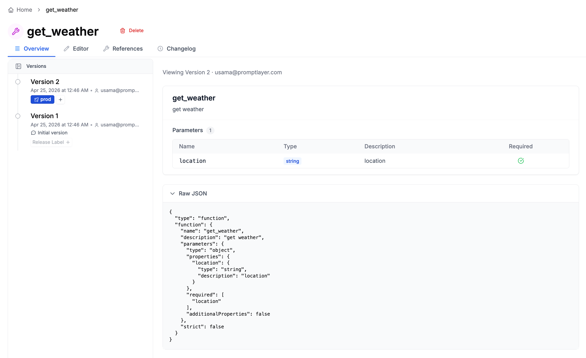 Tool Registry overview page