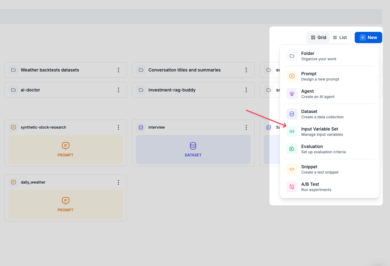 Creating input variable set from registry