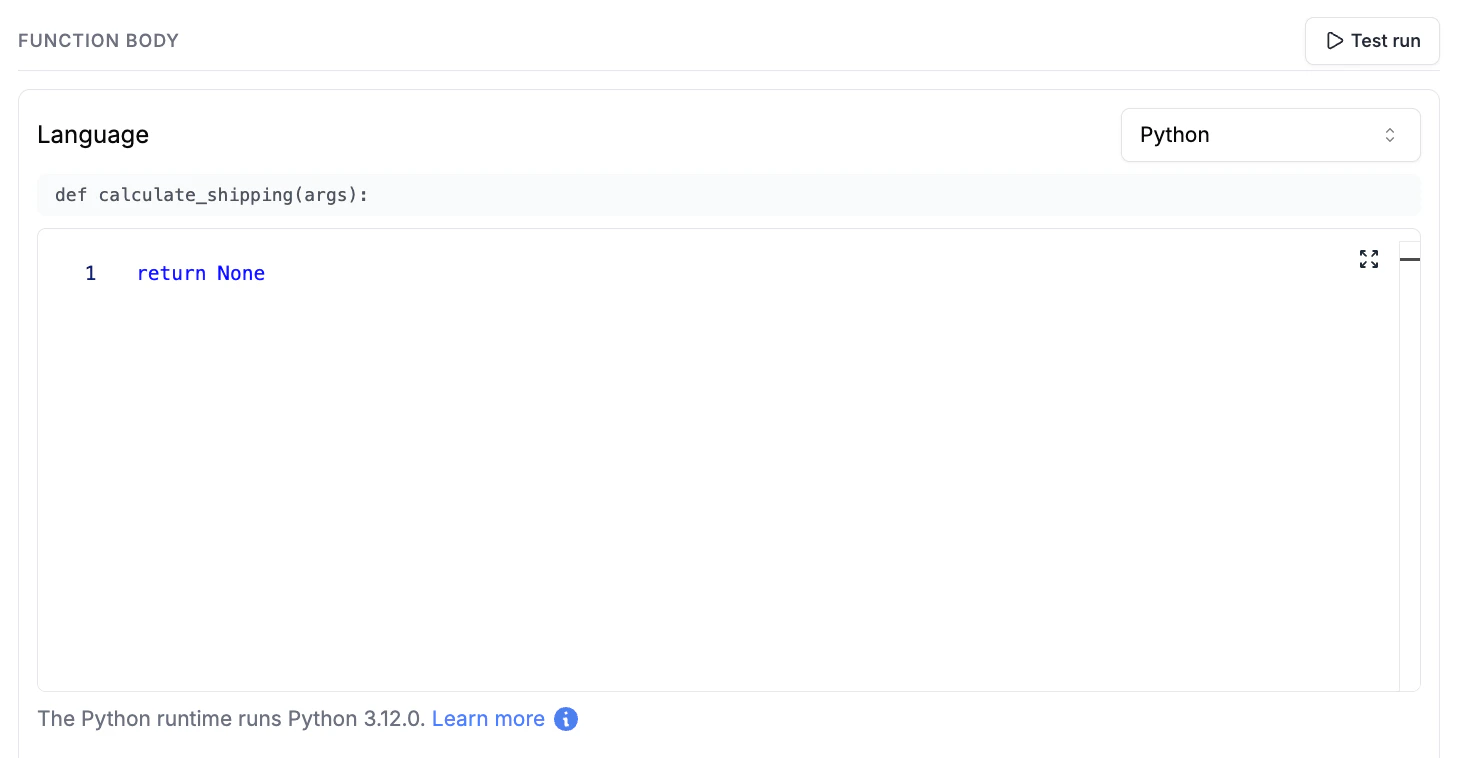 Tool execution editor — Python body