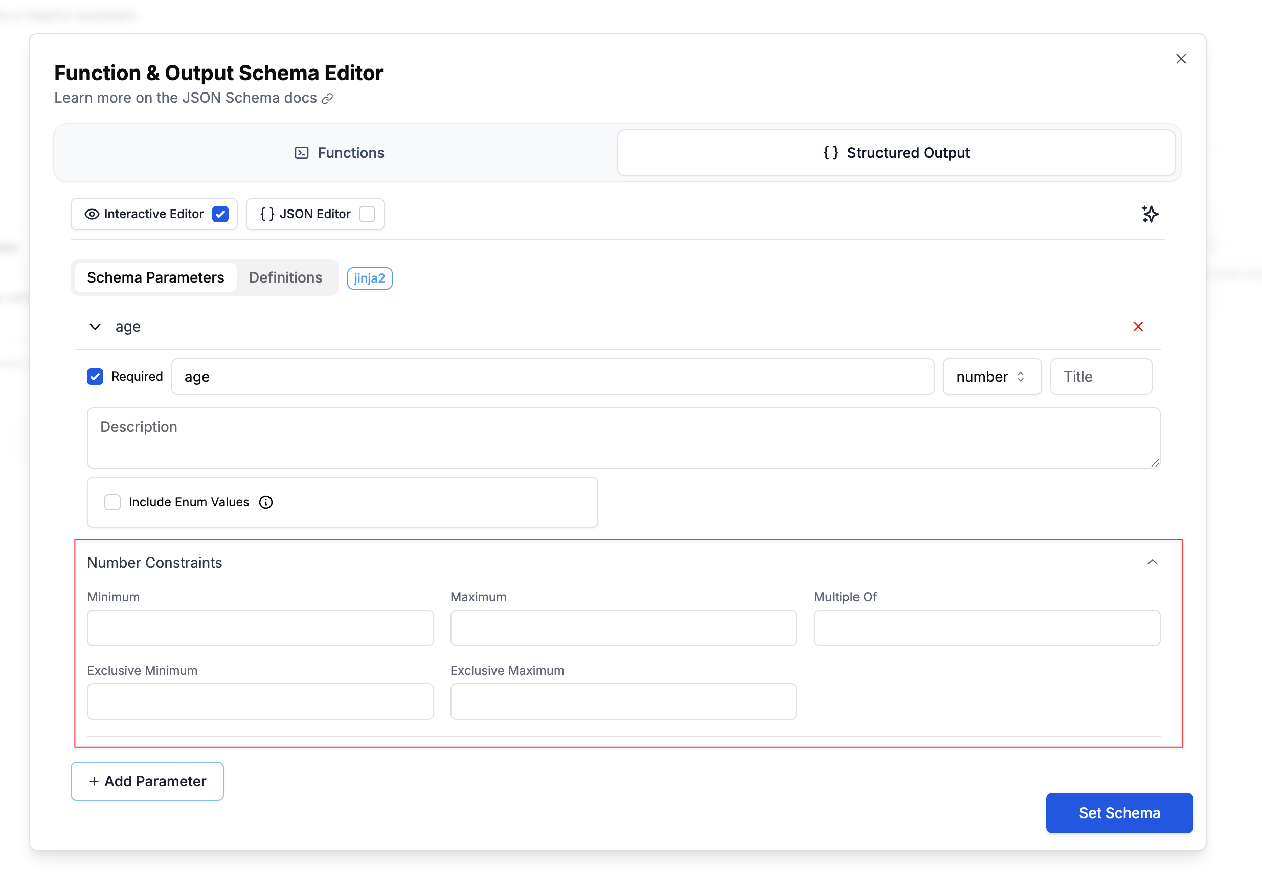 Number Constraints Editor