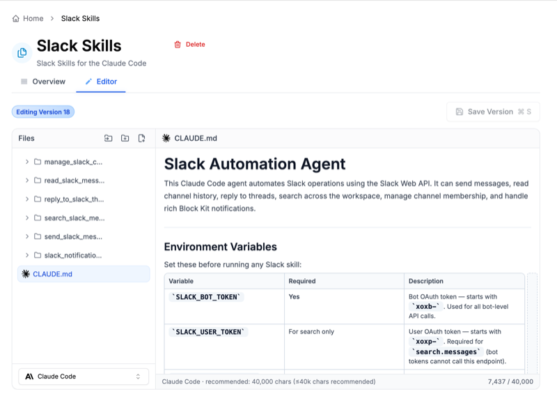 Skill Collection editor